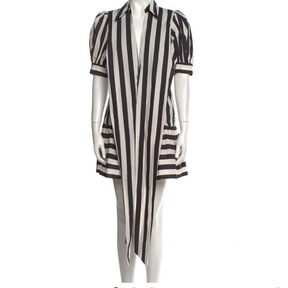 FARM Rio Black and Cream Striped Mini Dress with Front Tie - Picture 11 of 11